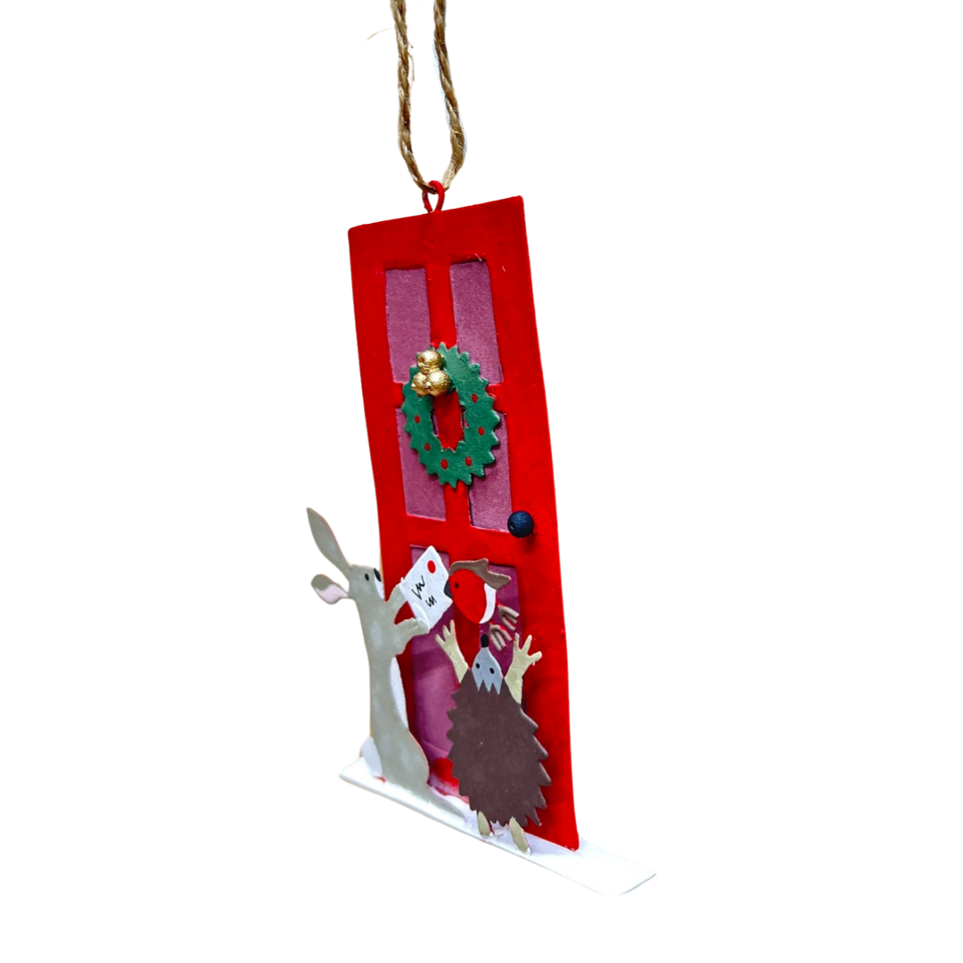 Posting the Christmas card, Christmas tree ornament