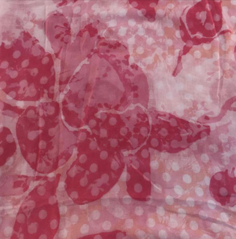 Pink spotty floral print scarf