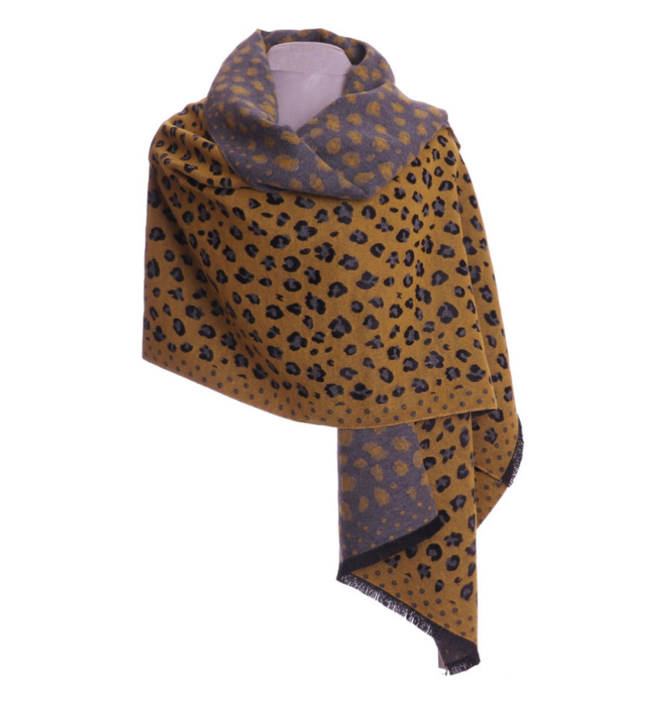 Grey animal print scarf/wrap