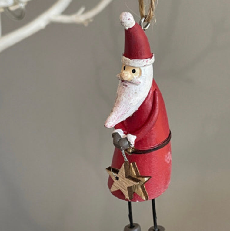 Santa with 2 stars hanging Christmas decoration by Shoeless Joe