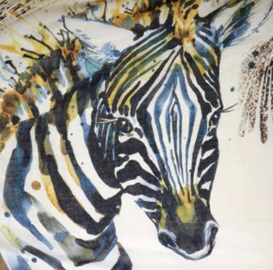 Yellow mix scarf with oversize zebra print