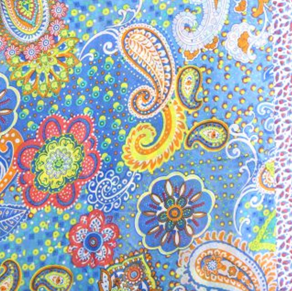 Aqua mix vibrant paisley silky scarf by POM