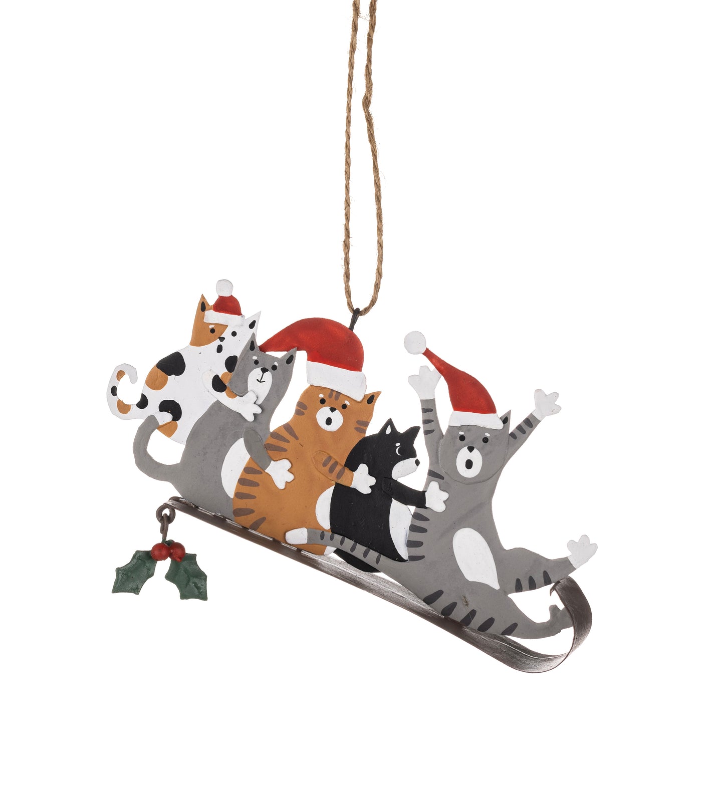 Five Cats on Sledge Christmas decoration