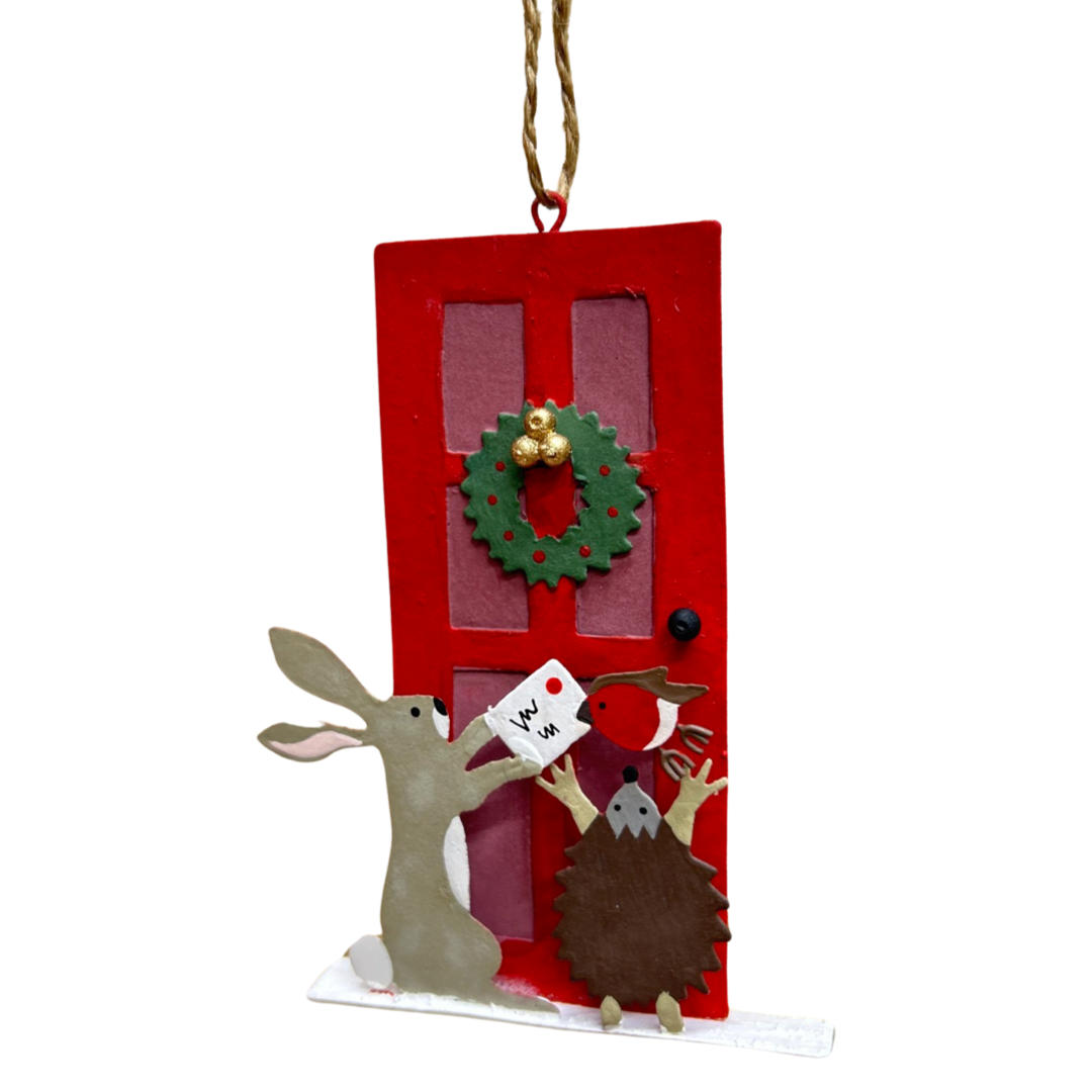 Posting the Christmas card, Christmas tree ornament