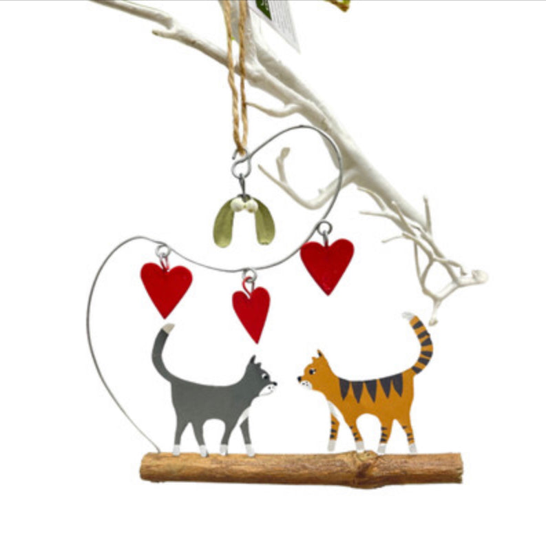 Cats under the mistletoe Christmas decoration by Shoeless Joe