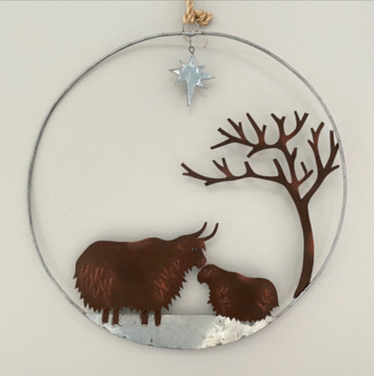 Highland cow wreath by Shoeless Joe