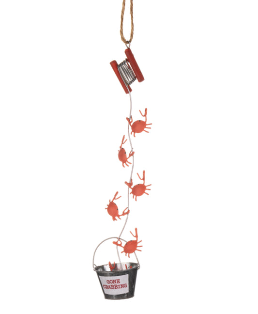 Gone crabbing, crab line & bucket hanging decoration by Shoeless Joe