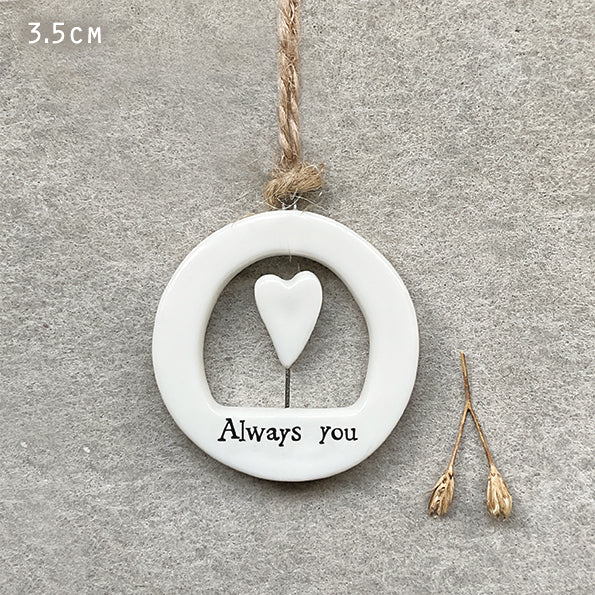 Always you, hanging heart keepsake