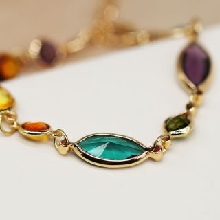 Mixed shape multi crystal and gold bracelet