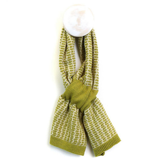 Lime & ecru  Scandi pull through scarf by piece of mind