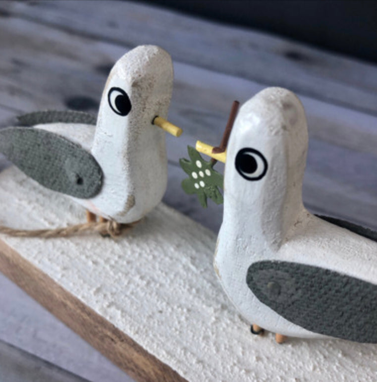 Seagull couple with mistletoe standing decoration by Shoeless Joe