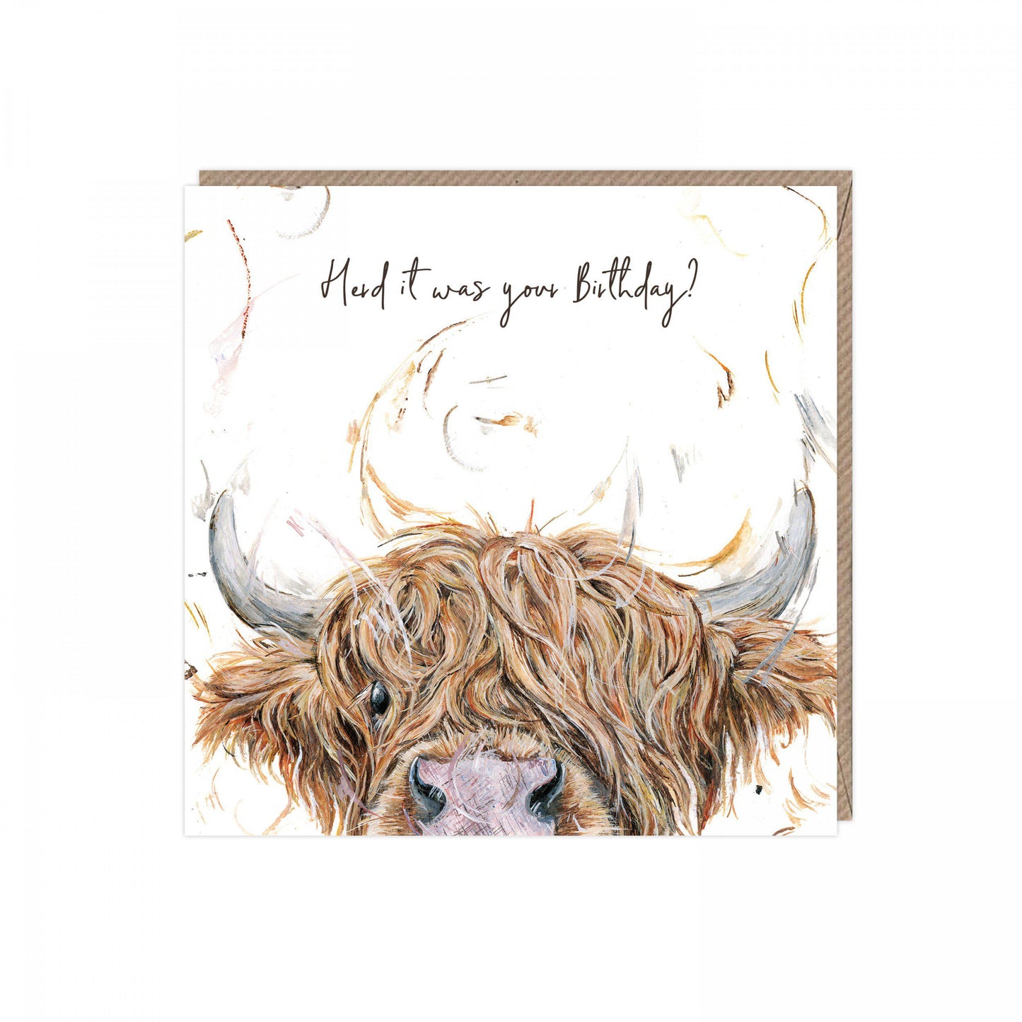 Peek a moo, highland cow birthday card