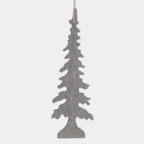 Wooden Grey fir tree hanging decoration by East of India