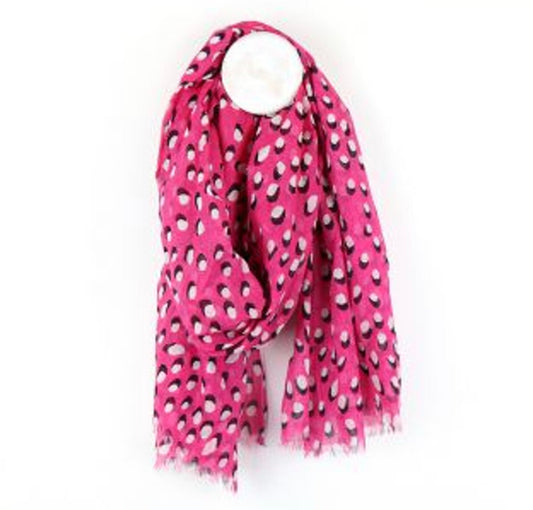 Bright pink scarf with white dot and shadow print by POM