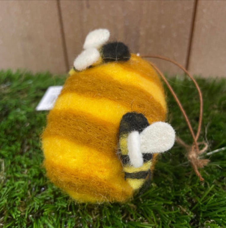 Felt bee hive hanging decoration by Shoeless Joe