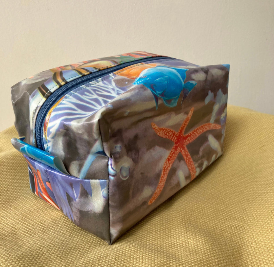 Vinyl fabric pouches / washbags - under the sea fabric by Stella's stitchcraft