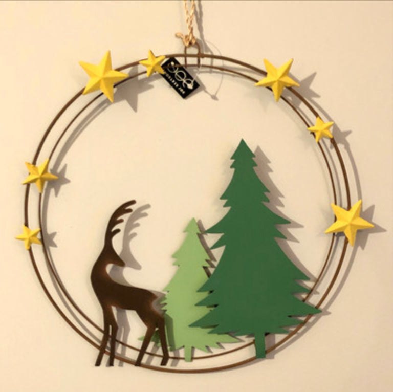 Stag & tree rustic wreath by Shoeless Joe