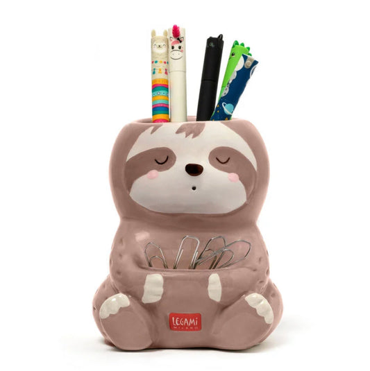 Sloth ceramic pen holder, desk friend. Legami