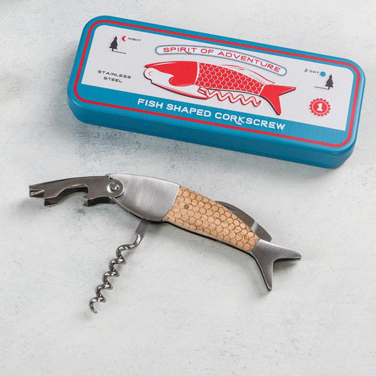 Fish shaped corkscrew in a tin - Spirit of Adventure