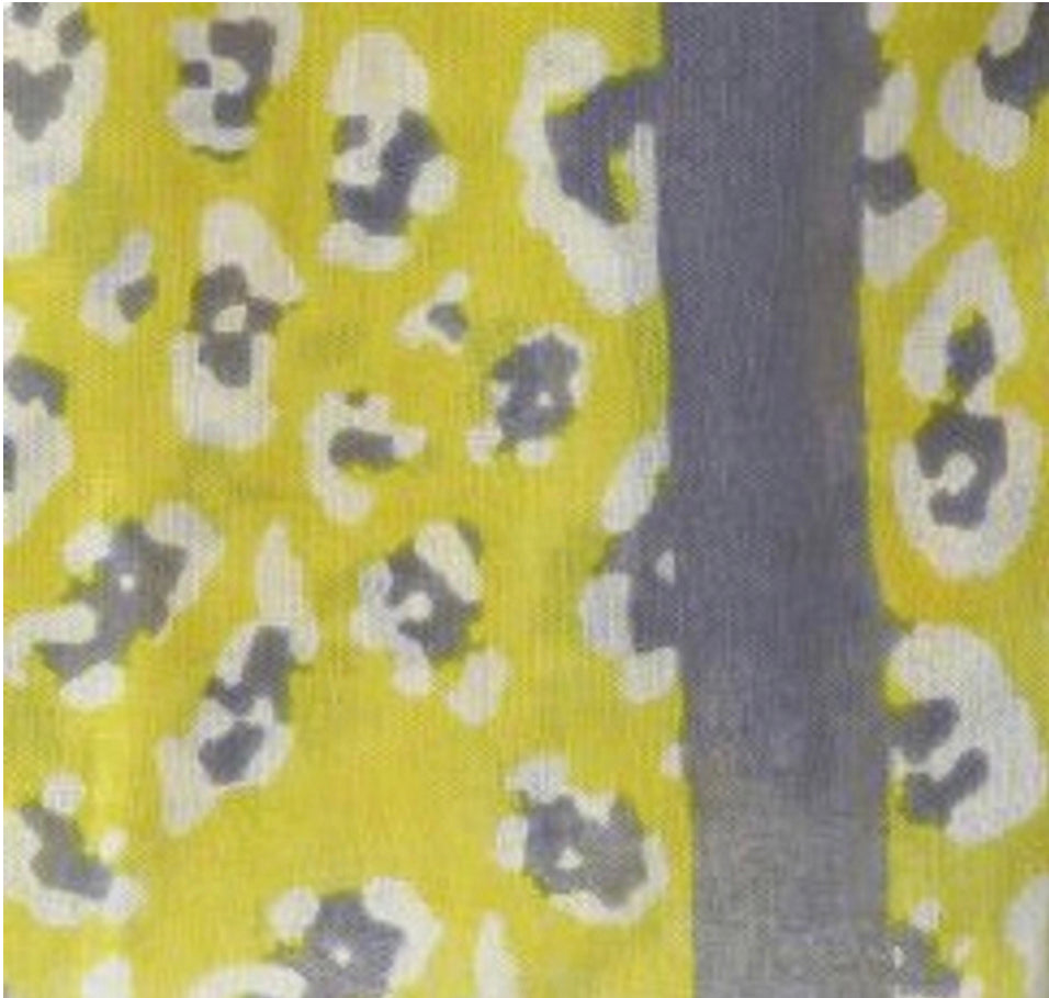 Yellow mix leopard print scarf with grey border