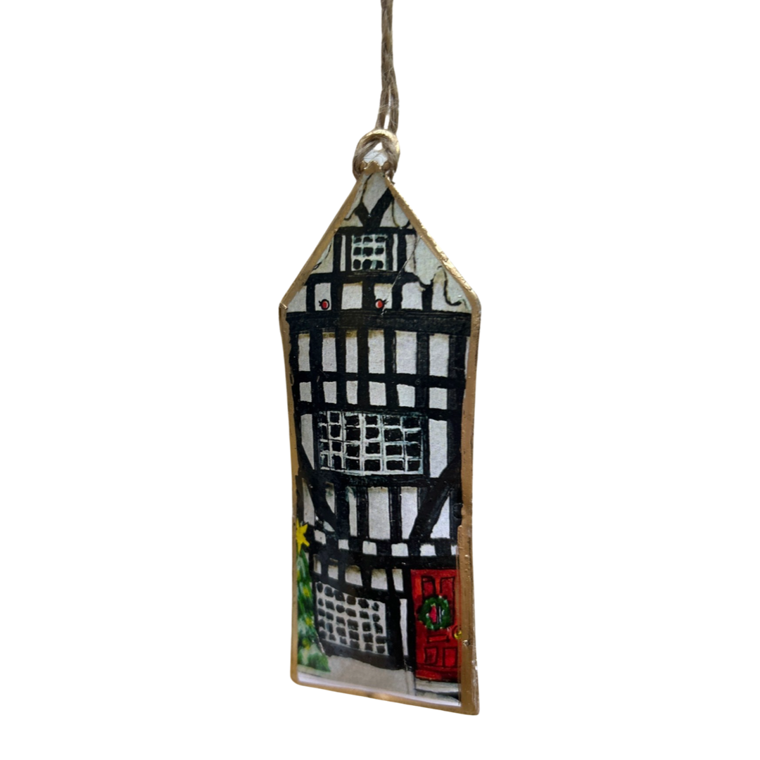 Black &white Christmas town house , Christmas tree decoration