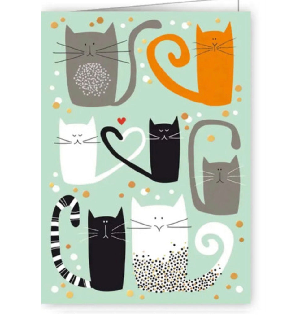 Contemporary Cats mini greetings card
