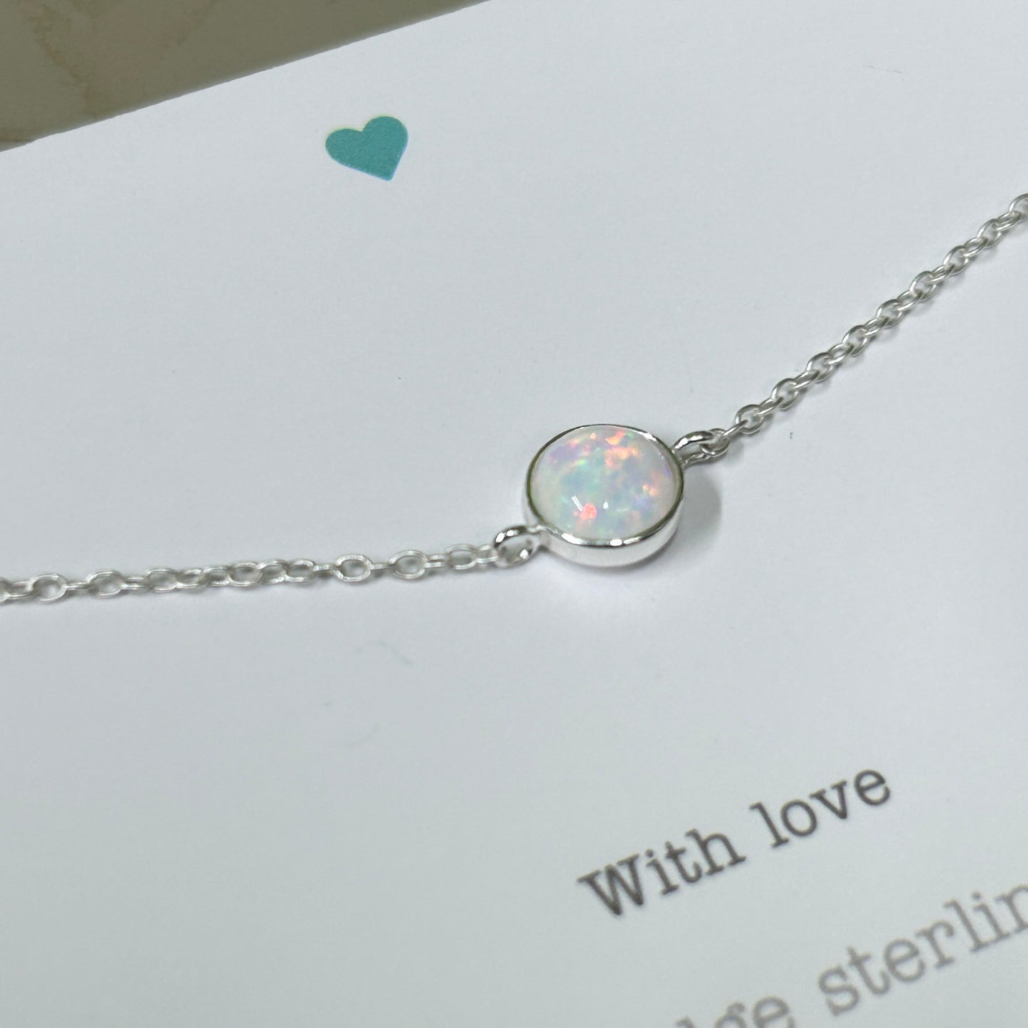 Sterling silver Opal link bracelet