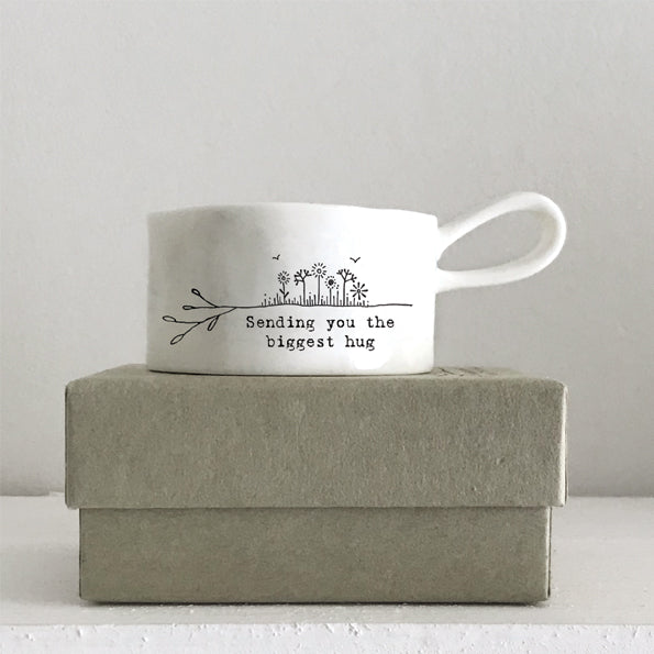 Sending you the biggest hug boxed ceramic tea light holder by East of India