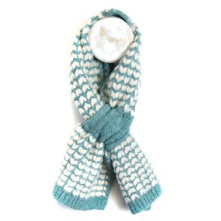 Duck egg mix heart knit recycled pull thoguh scarf