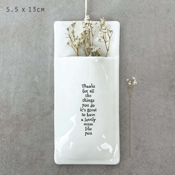 Hanging wall vase- lovely Mum