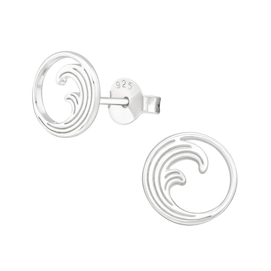 Wave sterling silver stud earrings