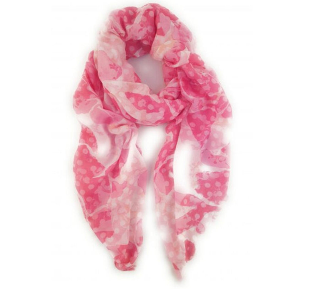 Pink spotty floral print scarf