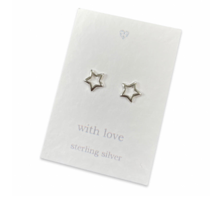 Star outline sterling silver earrings