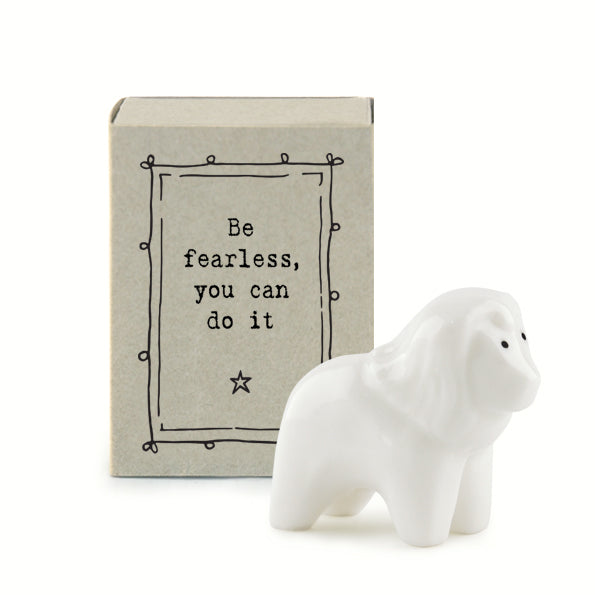 Be fearless you can do it. Lion ceramic matchbox keepsake by East of India