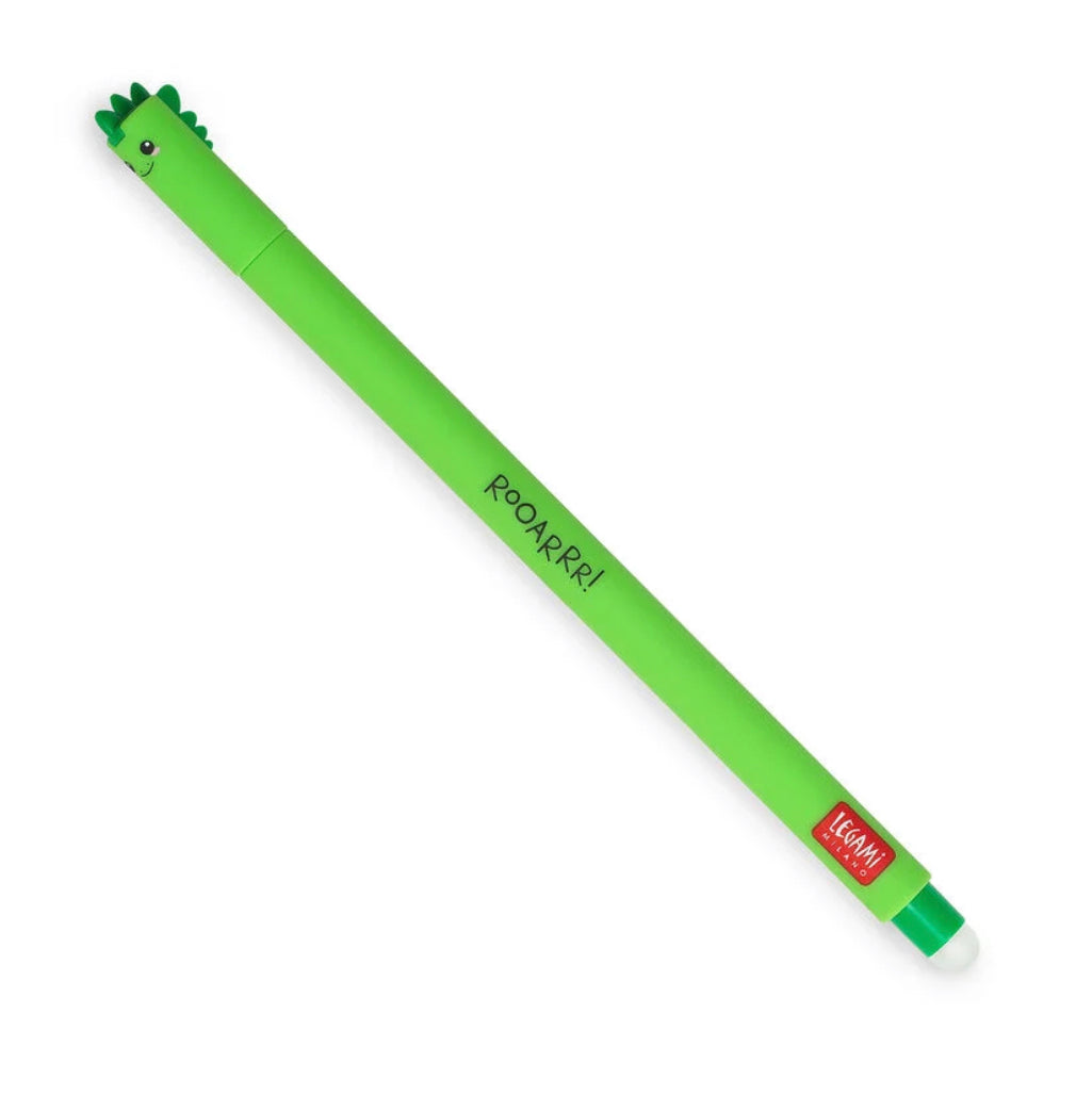 Dinosaur erasable green ink pen.  Legami