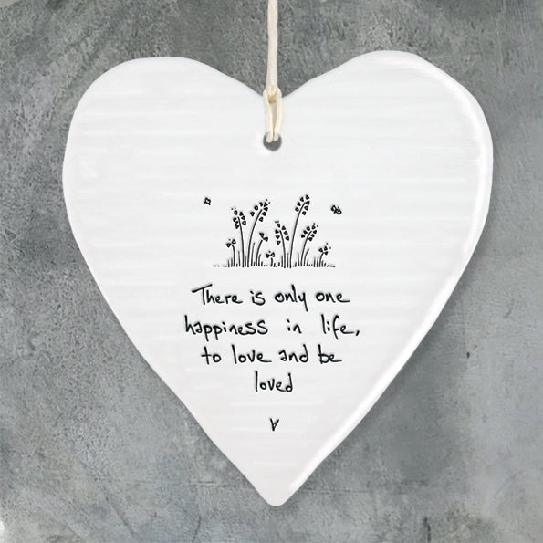 East of India porcelain hanging heart. There is only one happiness in life, to love and be loved