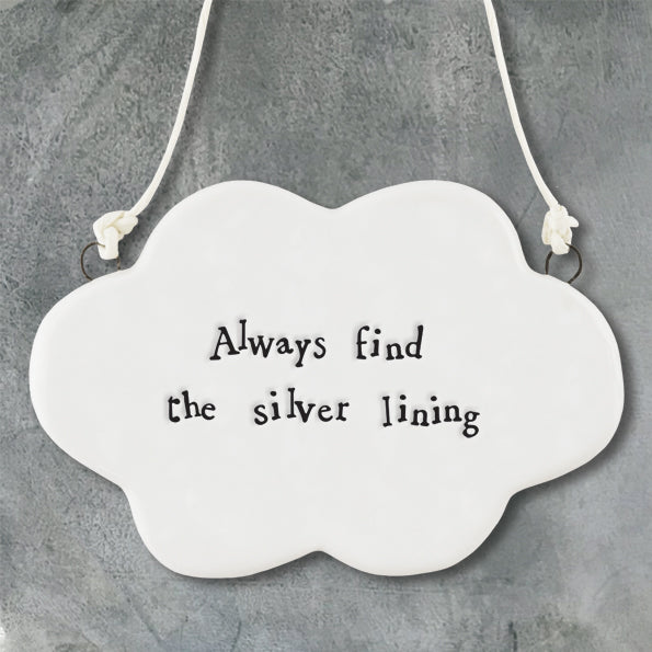 Always find the silver lining  ceramic cloud hanger by East of India