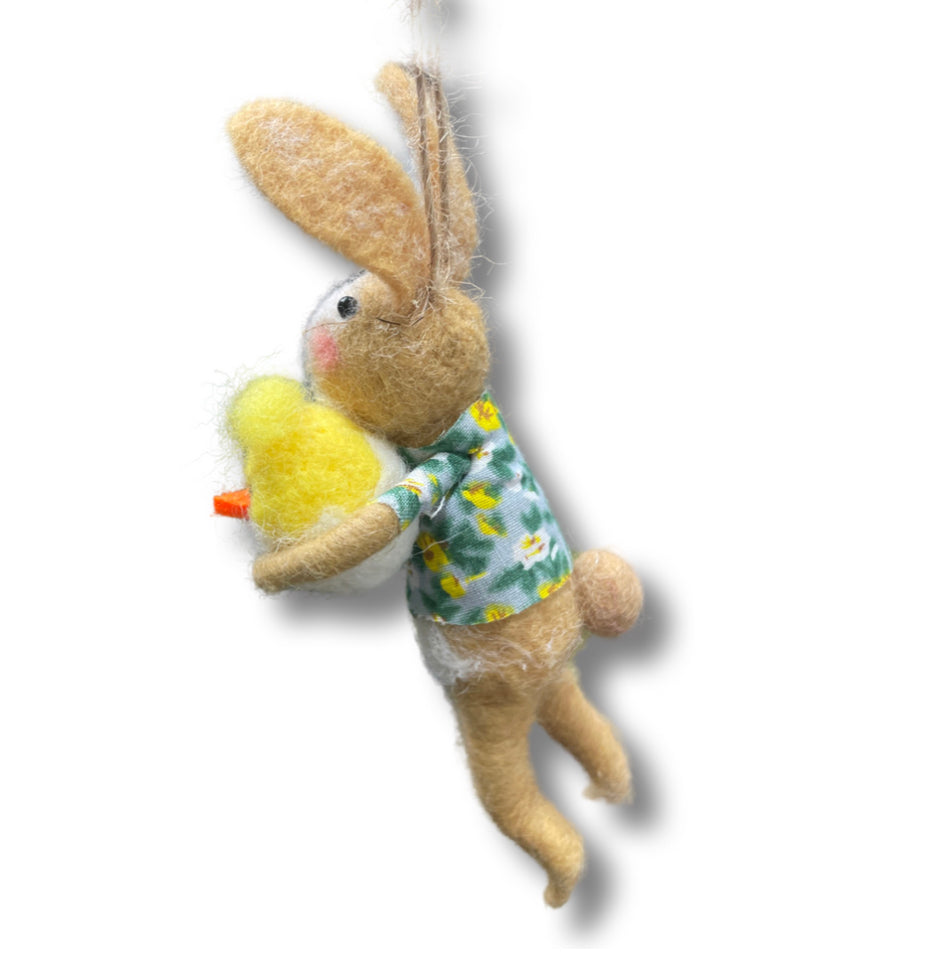 Clifford rabbit & his chick, hanging felt Easter decoration by Shoeless Joe