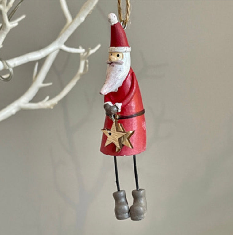 Santa with 2 stars hanging Christmas decoration by Shoeless Joe