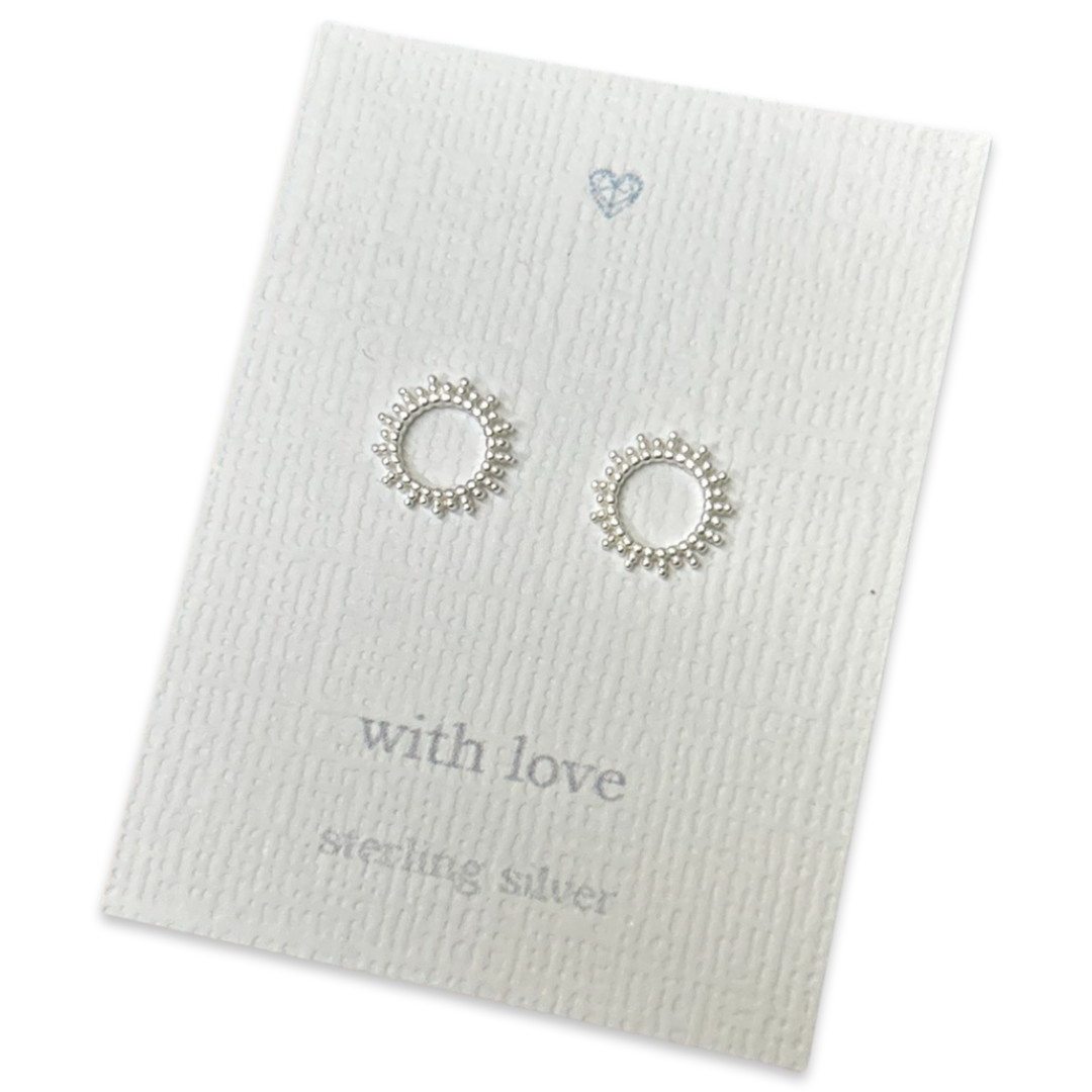 Sun outline sterling silver stud earrings