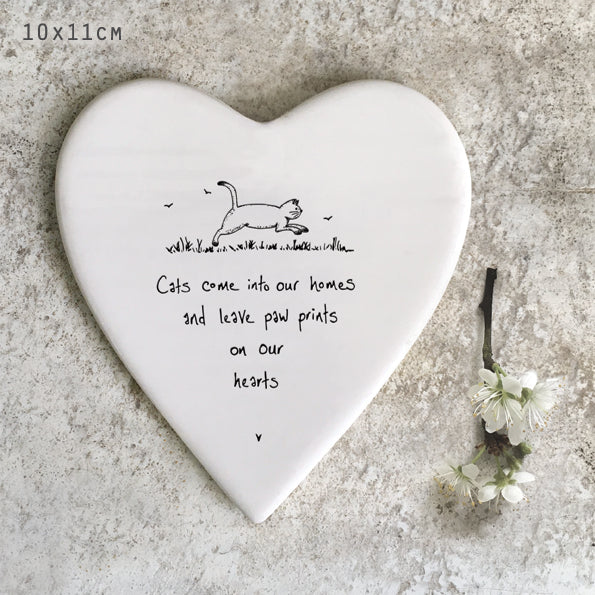 Heart shape coaster- Cats come into our homes & leave paw prints on our hearts