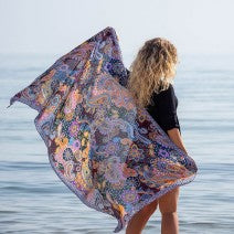 Navy mix vibrant paisley silky scarf/ sarong