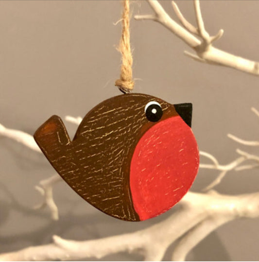 Wooden robin decoration by Shoeless Joe