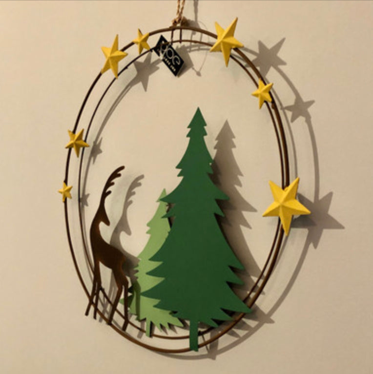 Stag & tree rustic wreath by Shoeless Joe