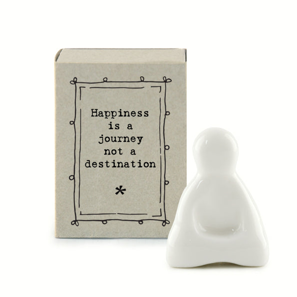 Happiness is a journey not a destination. Little Buddha. Ceramic matchbox keepsake by East of India