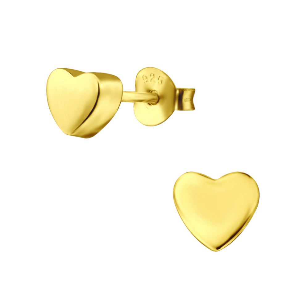 Lovely chunky heart stud earrings sterling silver with gold plate.