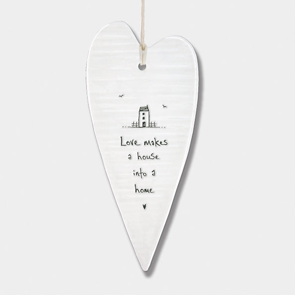 East of India long ceramic heart. Love makes a house into a home.