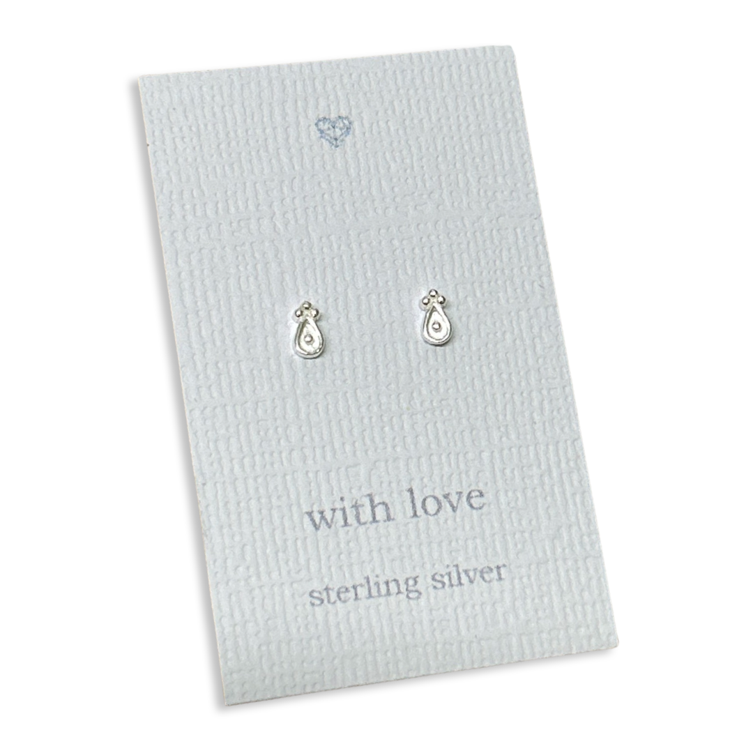 Tiny patterned sterling silver stud earrings