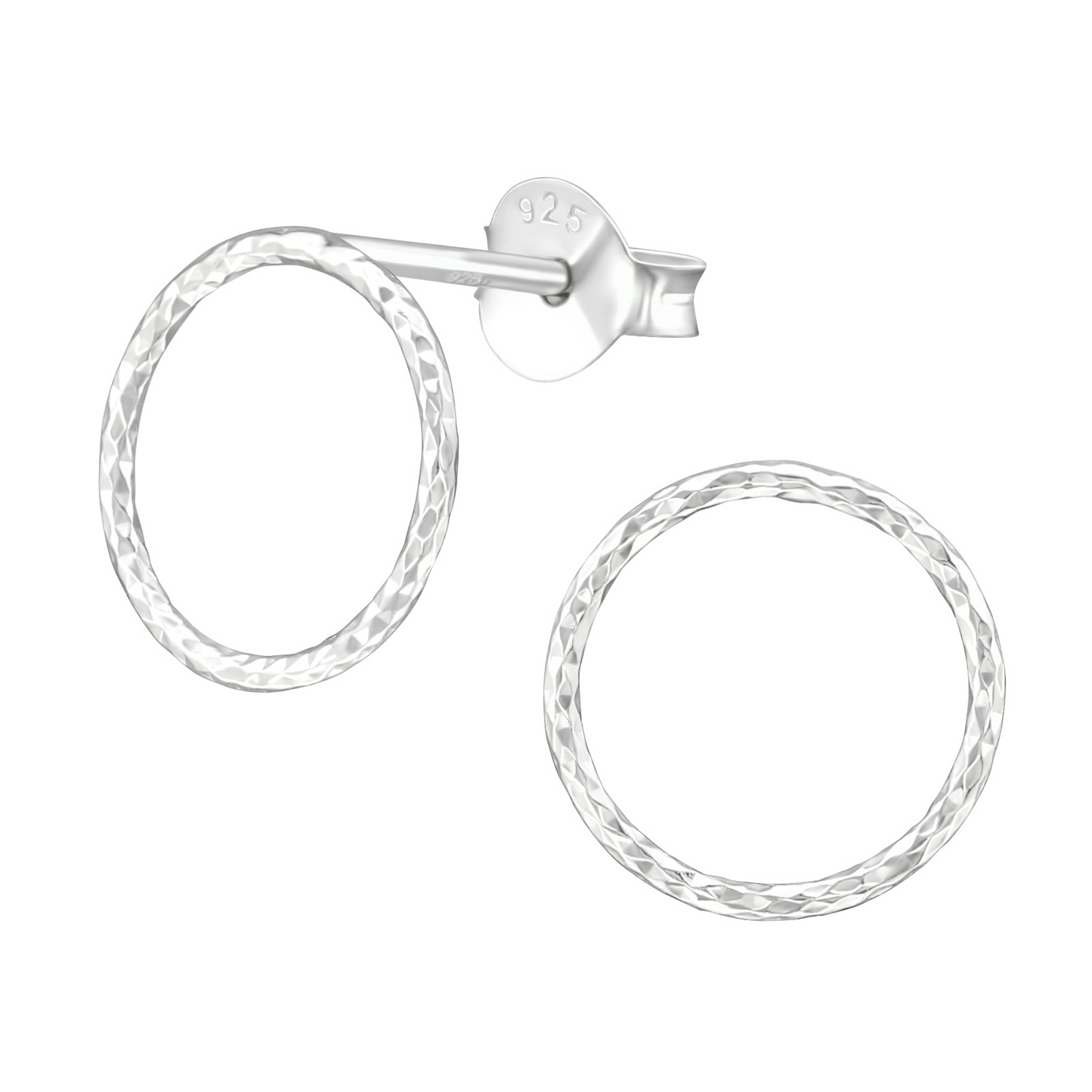 Open circle sterling silver earrings