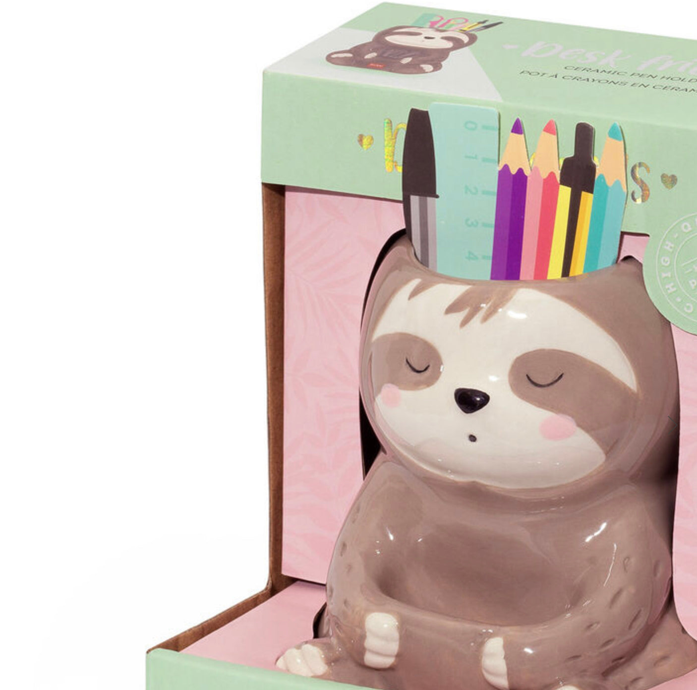 Sloth ceramic pen holder, desk friend. Legami